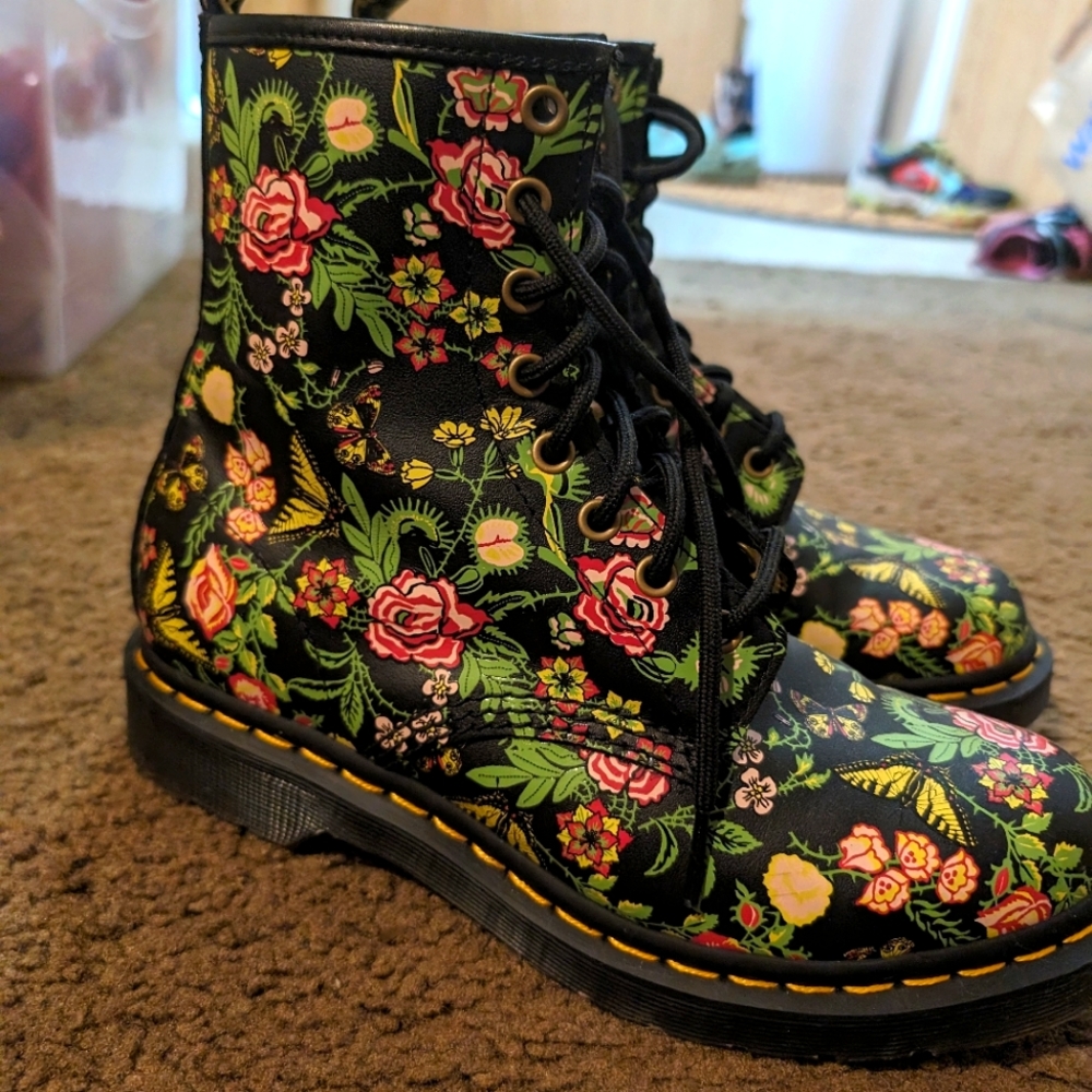 Dr martens floral butterfly boots